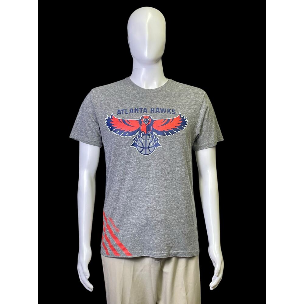 Adidas Atlanta Hawks NBA Basketball Gray Graphic T-Shirt Men's Size Medium